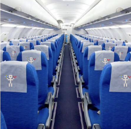 Lėktuvo kėdės atlošo kilimėlis